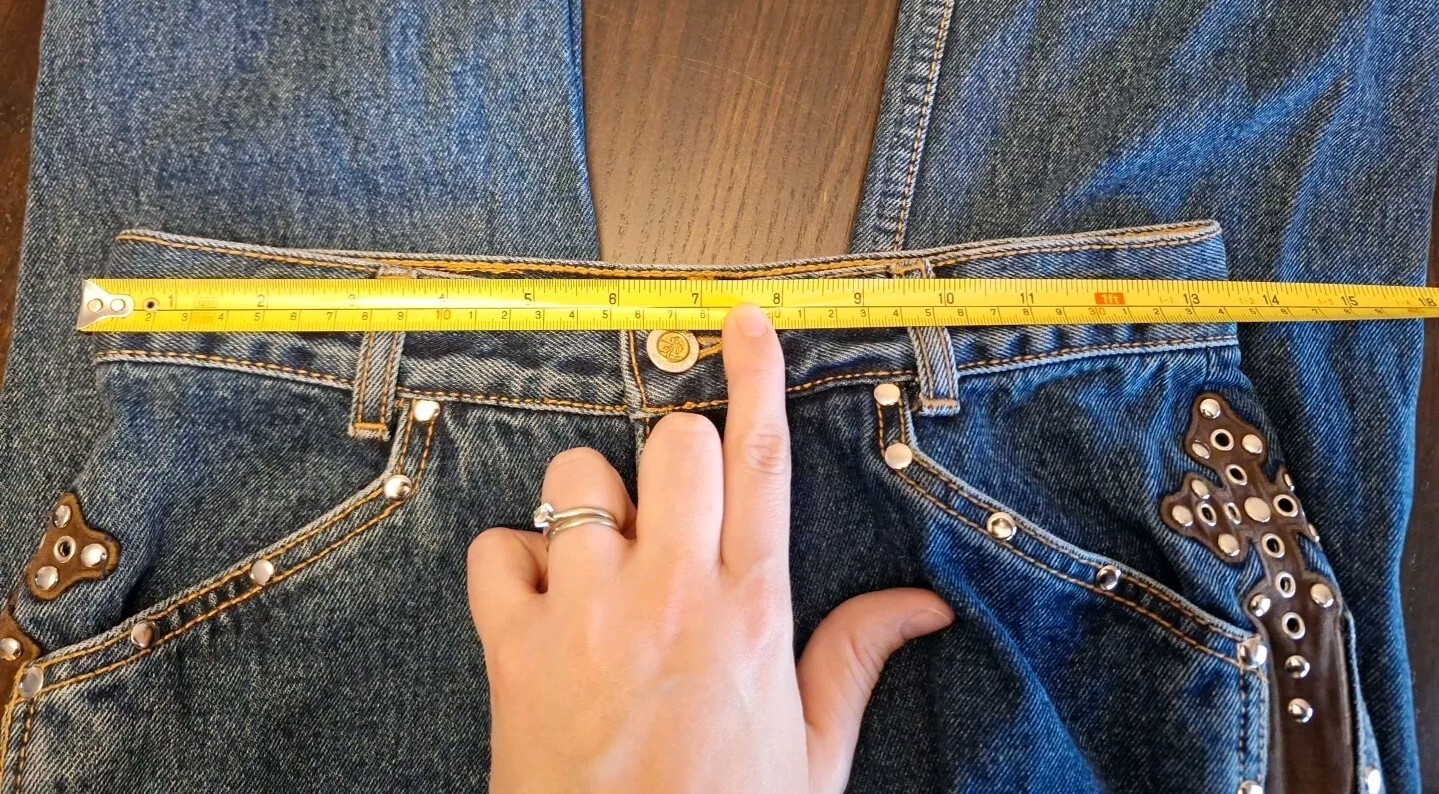 Vintage Lawman Highrise Jeans – Suede Leather Studs – No Pockets – 27×33