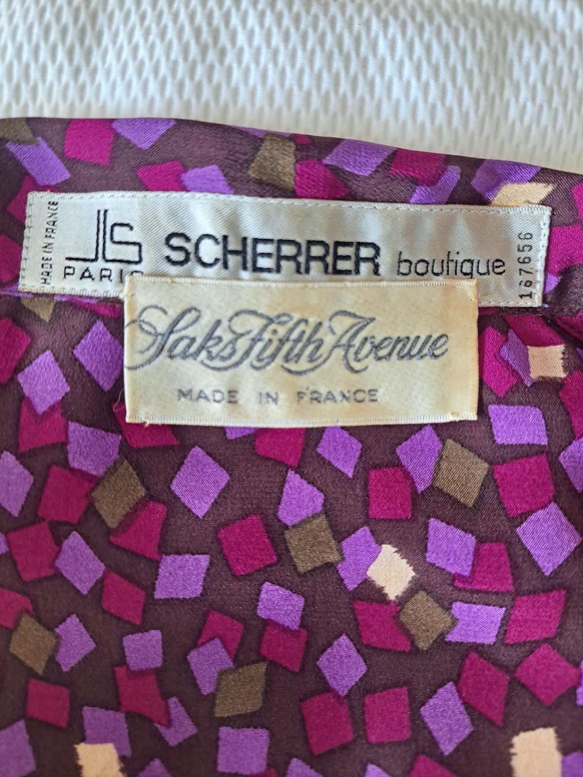 Vintage 1980s Jean-Louis Scherrer Boutique 2-Pc Dress Purple Silk Sz 42 Bow
