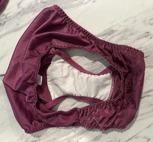 Vintage Maidenform High Hip French Bikini Panties Maroon Satin Burgundy Small