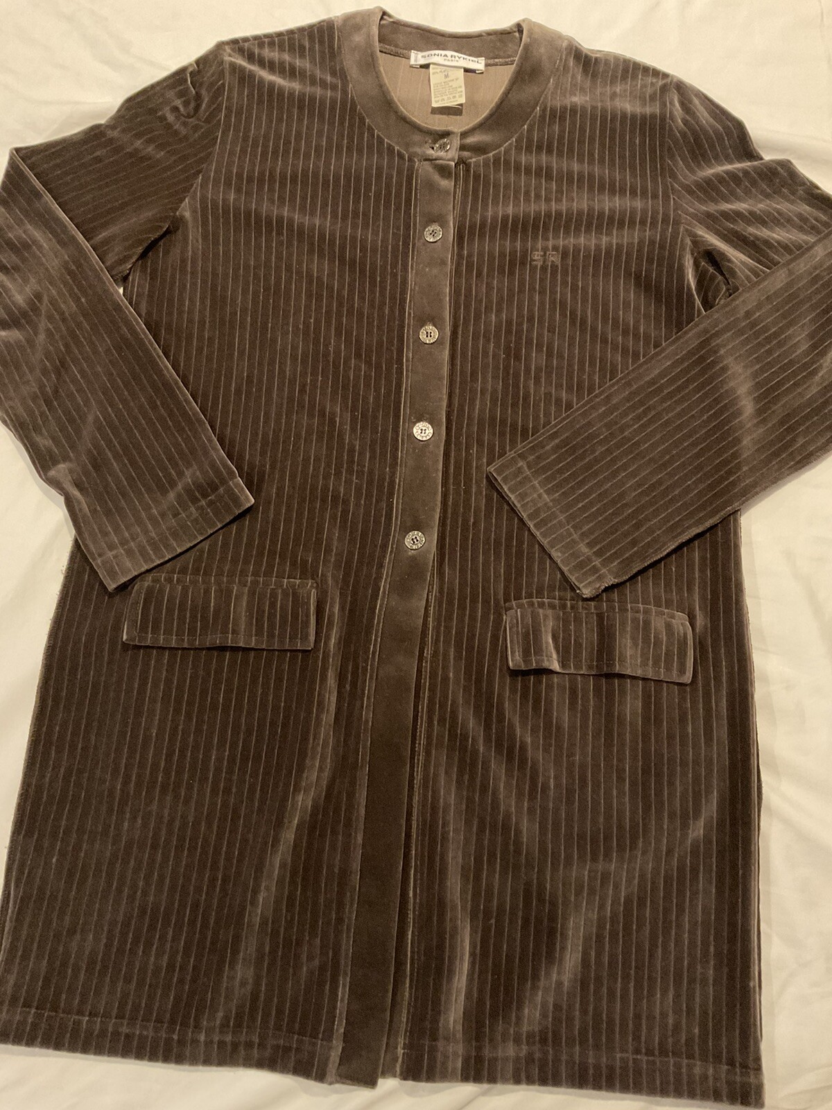 Vintage Sonia Rykiel Paris Cardigan Jacket M Velvet Brown Long France