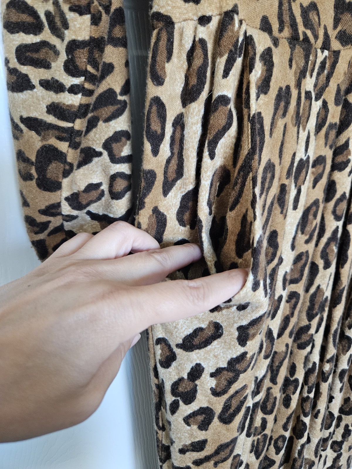 Vtg CHETTA B Animal Print Leopard Cheetah Fitted Pencil Mock Neck Dress