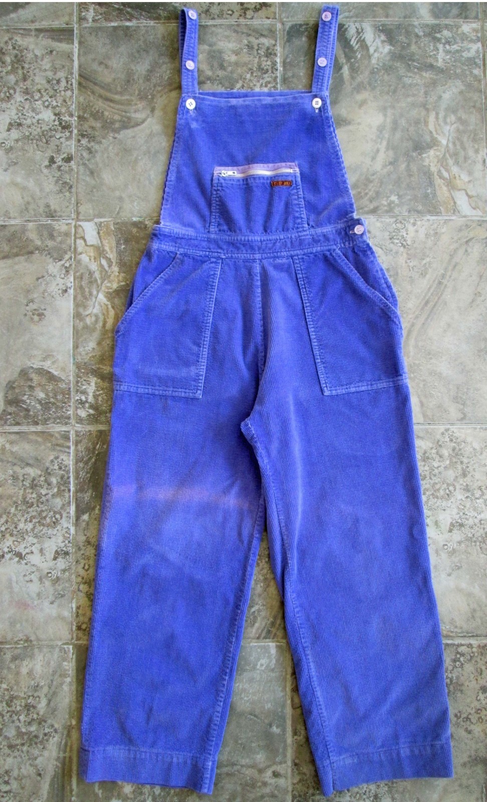 VTG C’est Joli Bibs Overall Jumpsuit Romper 26×24 Purple Corduroy Juniors/Youth