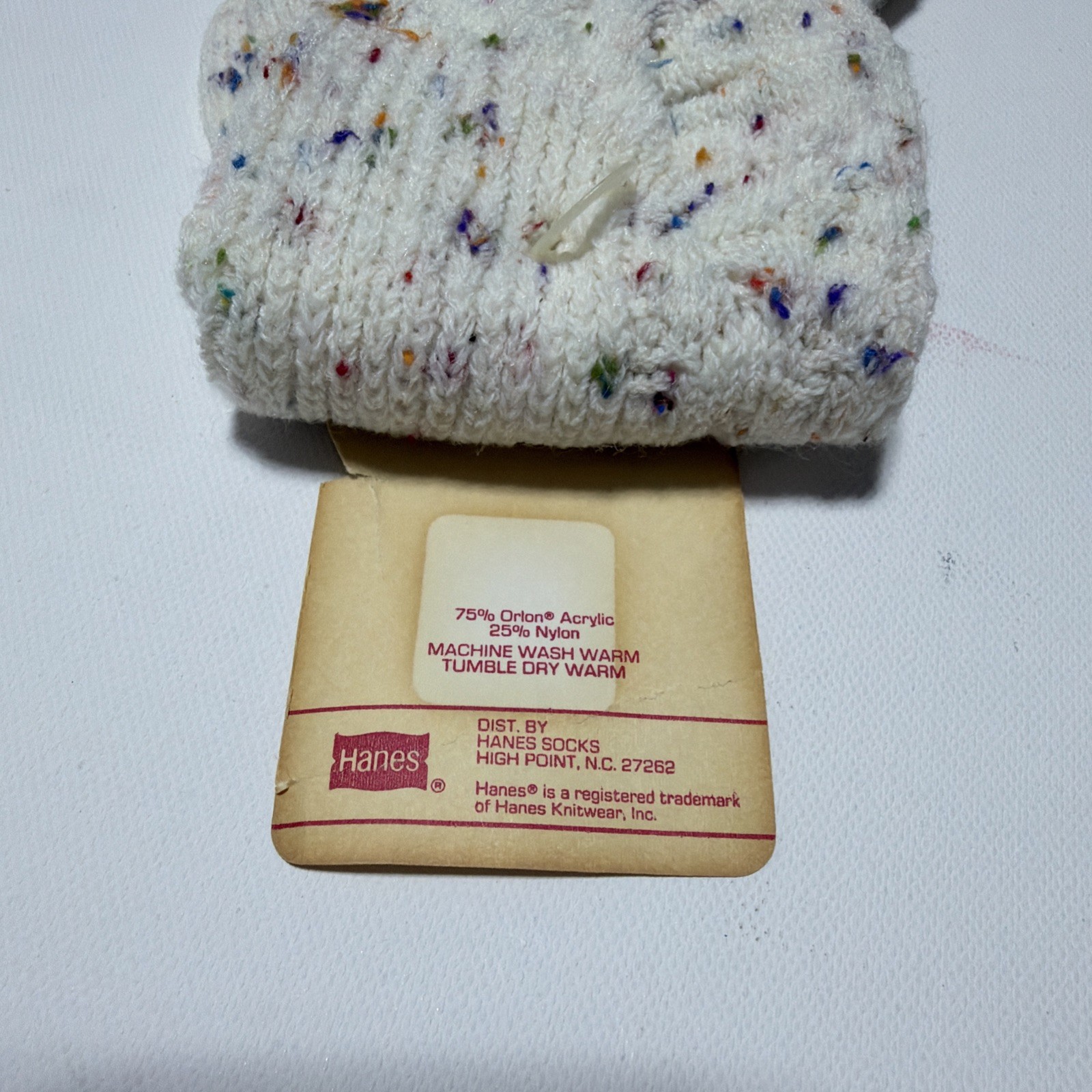 VTG Hanes Socks 9-11 Acrylic Nylon Crew NOS 80’s Confetti Colorful USA 90’s.