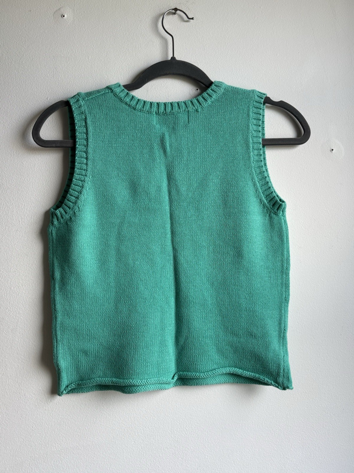 Vintage Bloomingdales y.e.s. 100% Cotton Teal Turquoise Sweater Vest Sleeveless