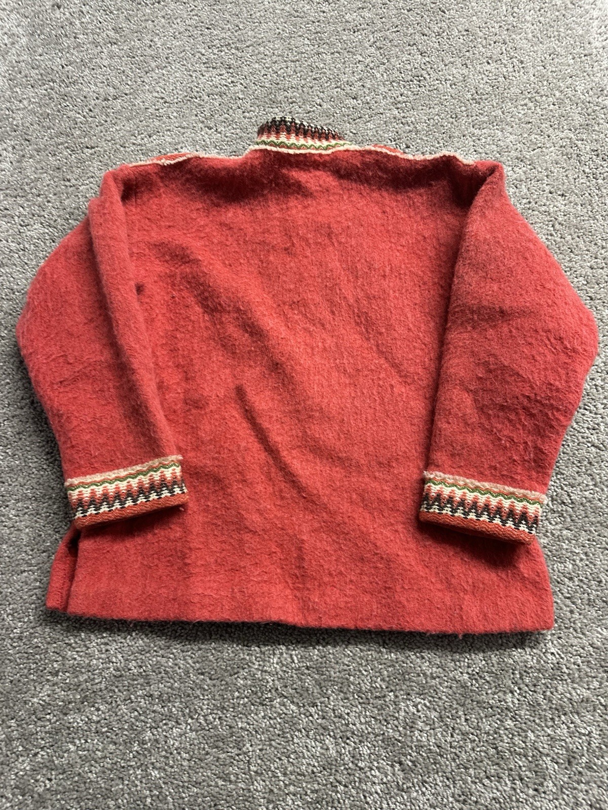 1960s Kjell of Norway Vintage Fair Isle Wool Sweater Orange Pullover sz 38 Women