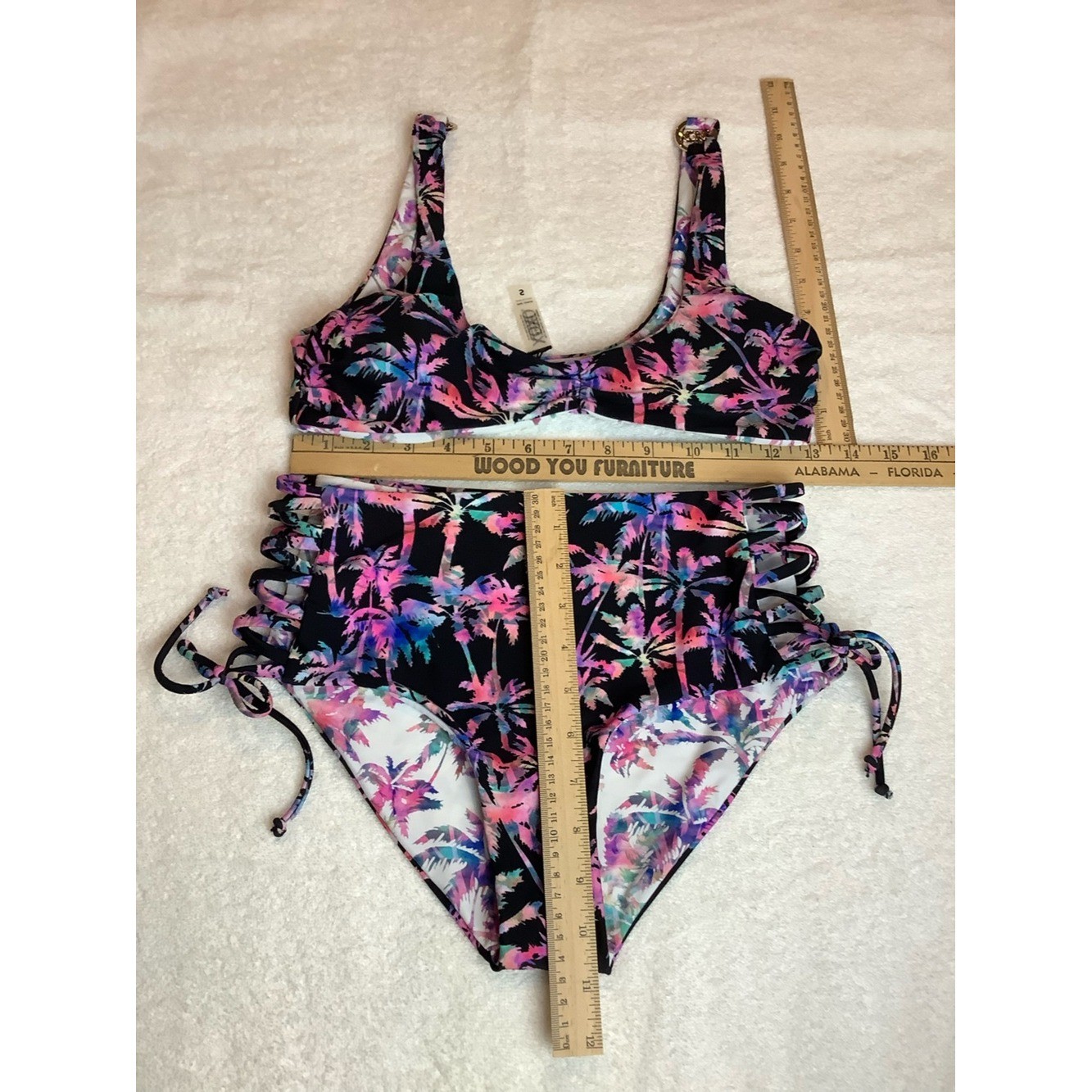 NWOT sz Small XOXO Reversible Rainbow Retro Multicolor Gradient Palm Print