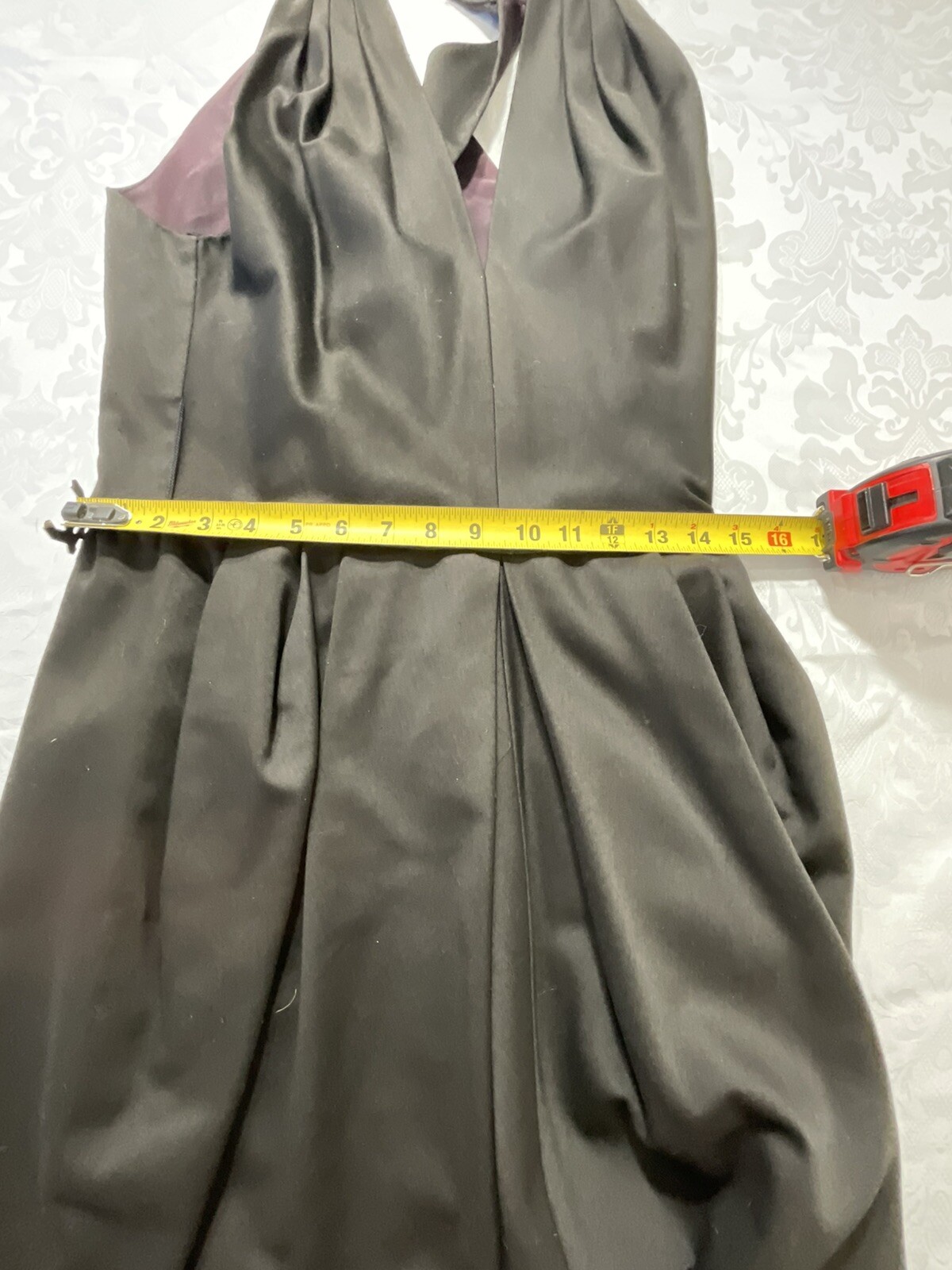 Vintage AJ Bari Dress 80s 90s Dark Pewter Color Dress Size 8