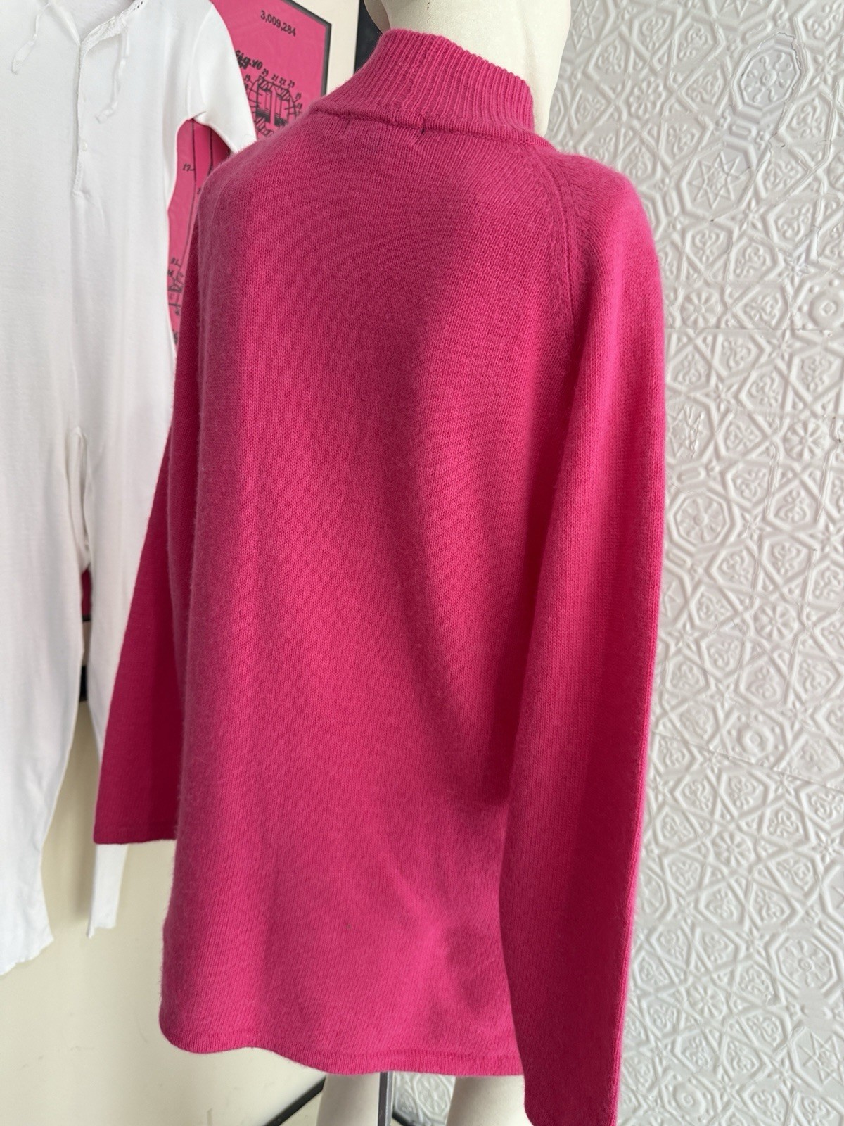 vintage sweater 1980s lambswool angora knit turtleneck pink L oversized