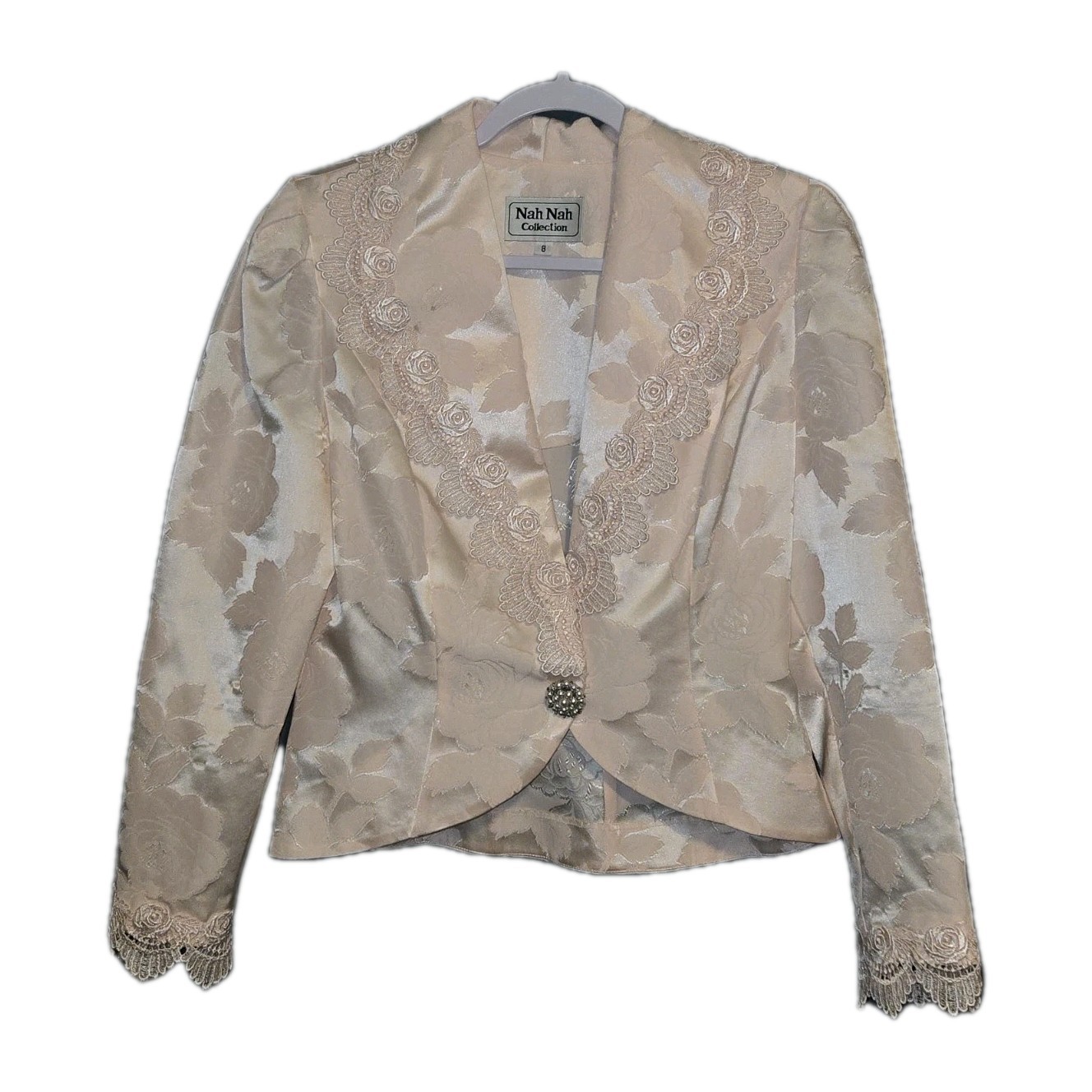 Vintage Nah Nah Collections Victorian Lolita Style Dressy Blazer Pink Pearl 8