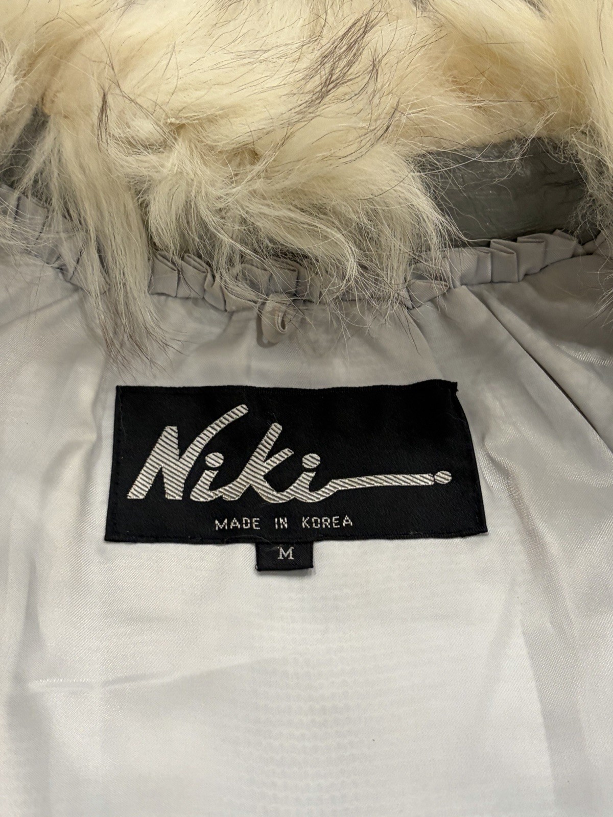 Vintage 80s Nikki Blue Fox Fur Coat Medium White