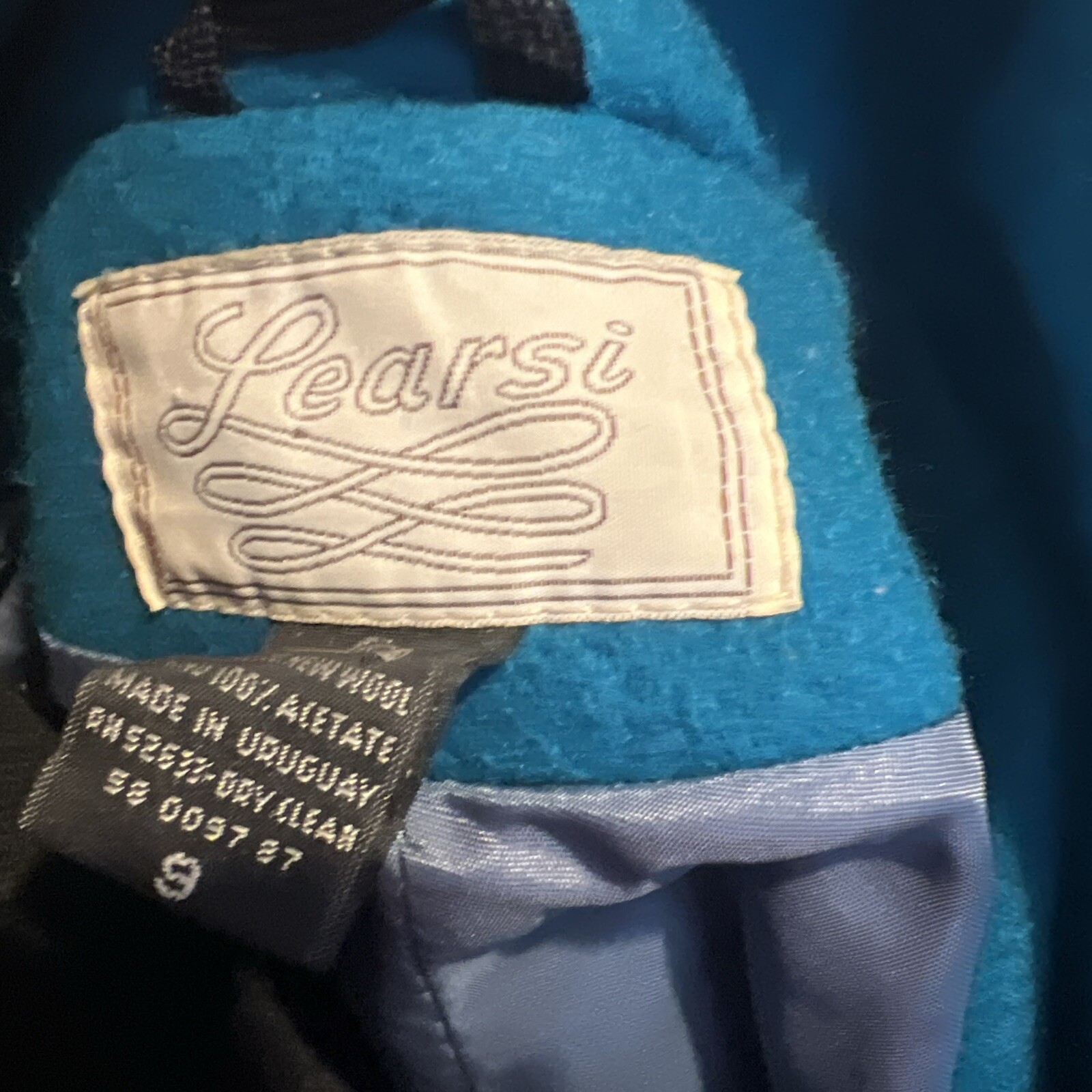Vintage Learsi Turquoise 100% New Wool Coat Fully Lined Size 9 Beautiful