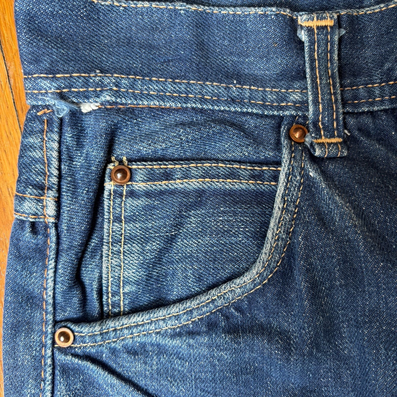 1950s Vintage Farah Of Texas Dark Selvedge Jeans Talon Zip USA Sanforized 23×29
