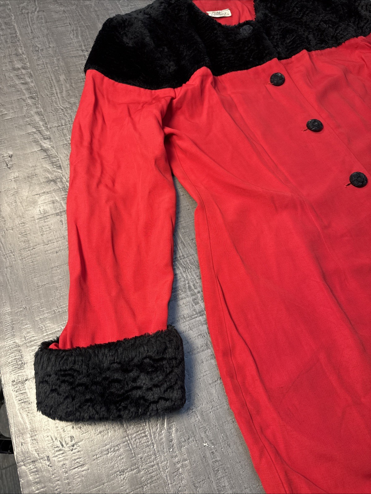 Vintage D’Albert Red and black Lightweight Mid Length Jacket Made In USA 1980s