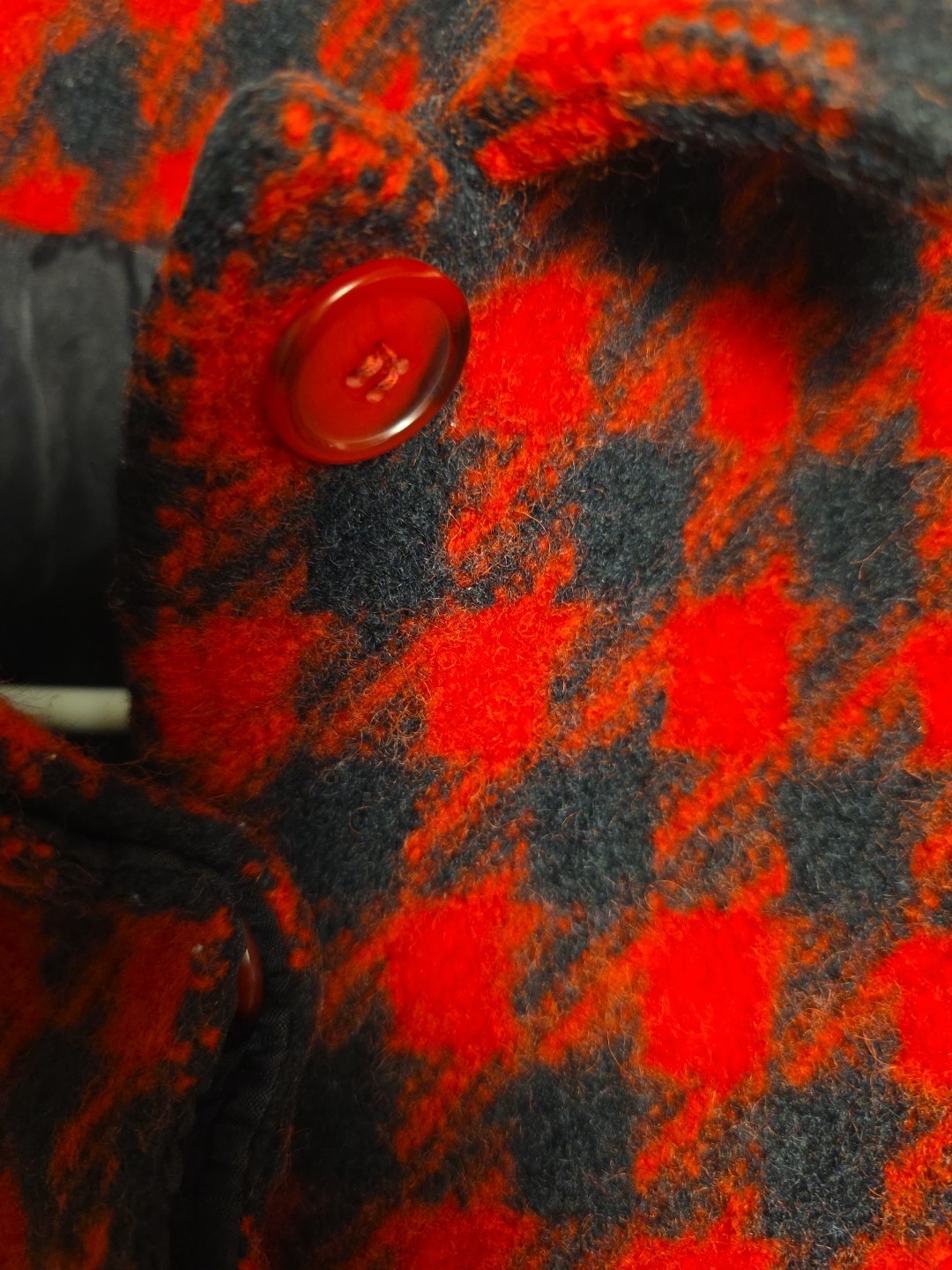 Vintage Pendleton Houndstooth Coat 1950s Button Up Black & Red Women’s Petite