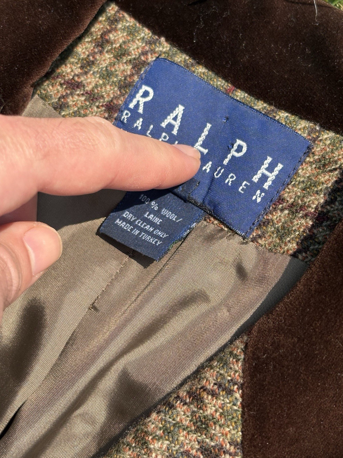 Vintage Ralph Lauren Womens Brown Plaid Wool Tweed Blazer/Jacket • Size 8
