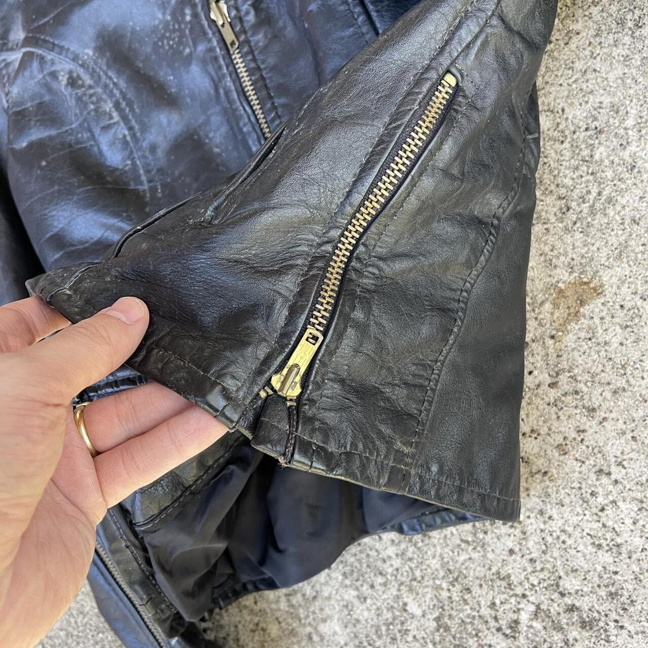 Vtg 60s 70s Lesco Leather Jacket Womens 8 Biker Motorcycle Talon Black Xs