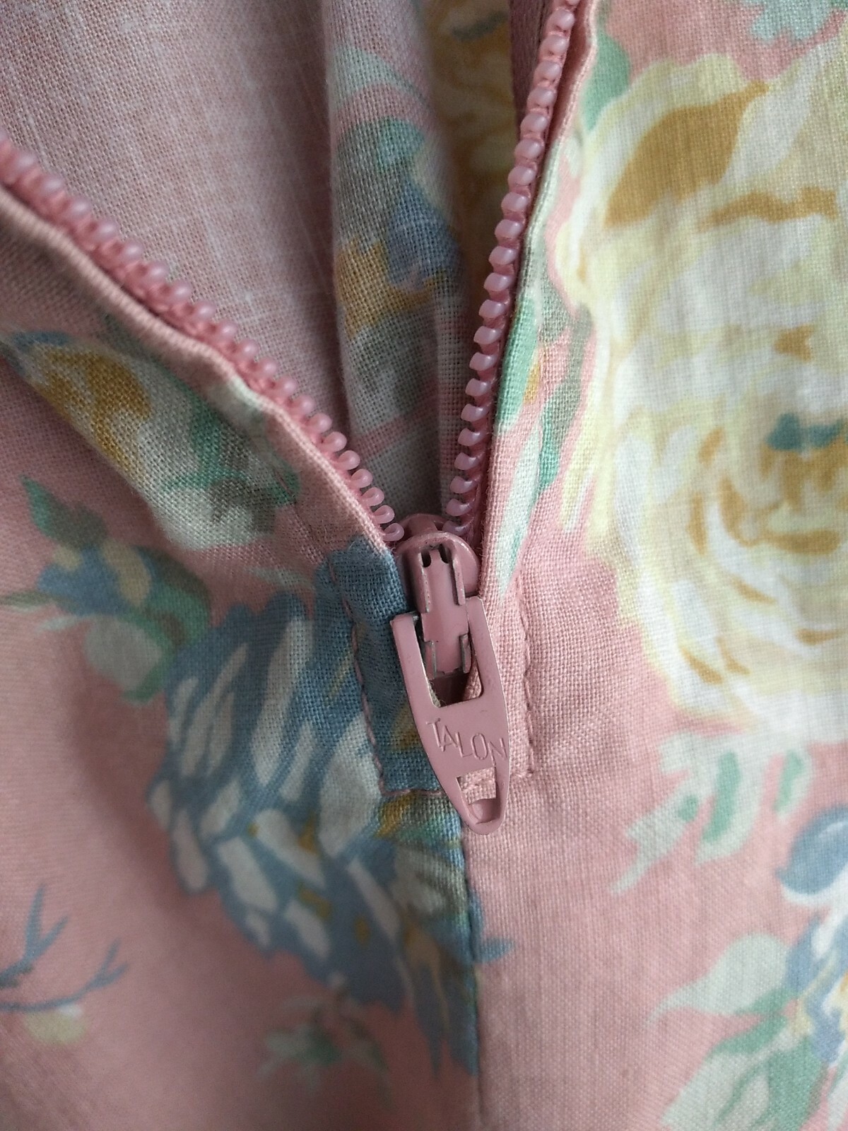 VTG John Meyer Skirt Pink Floral Cottagecore Pockets Elastic Back 29-30″ Waist