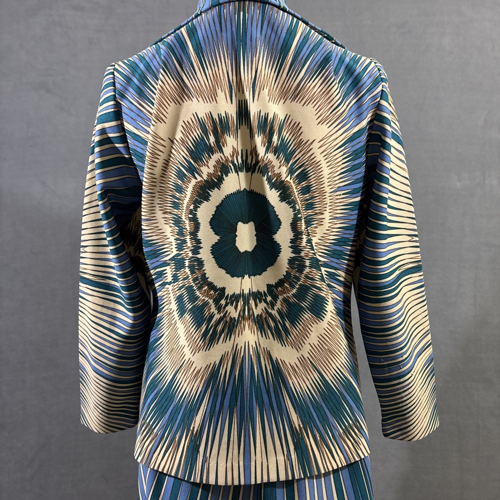 Lorax Originals Skirt Jacket Matching Set Blue Tan Teal Abstract Tie Dye Pattern