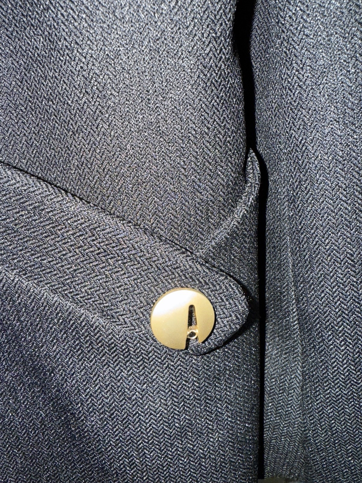 Vintage Dame Black Wool & Silk Blazer with Gold accents sz L-XL/EU 44