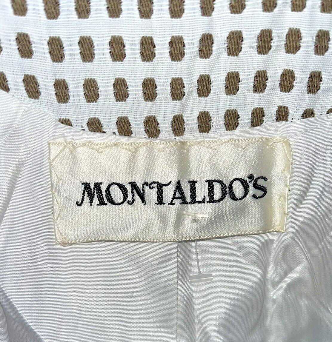 Vtg Coat Jacket White 60s Designer Montaldos Lightweight Brown Polka Dot S M