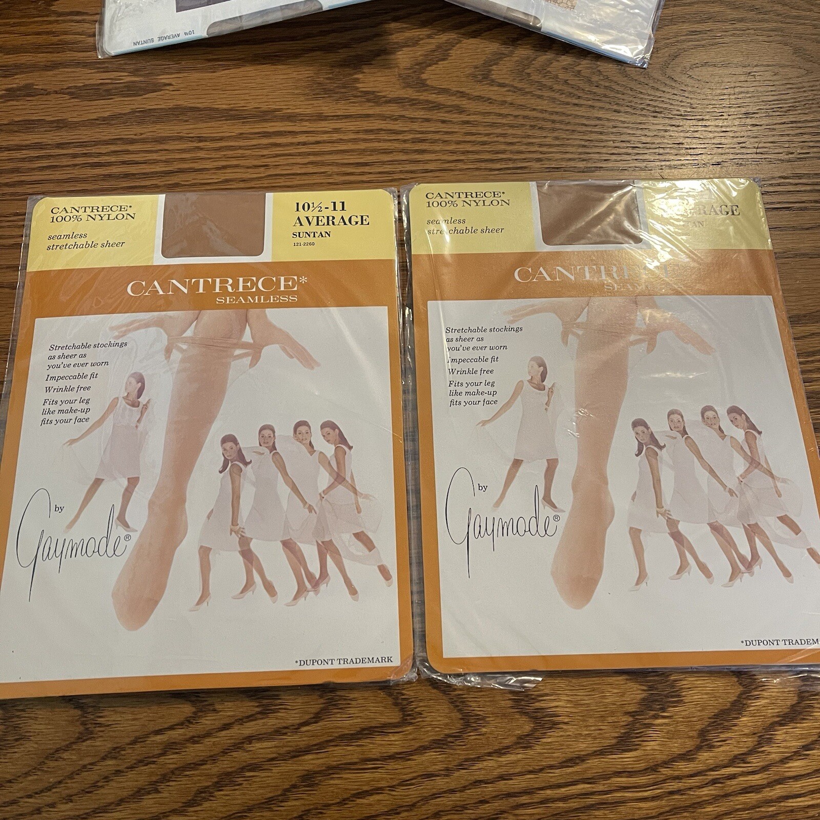 Vintage NOS Gaymode Cantrece Nylon Seamless Sheer Thigh Stockings Hose 10-1/2-11