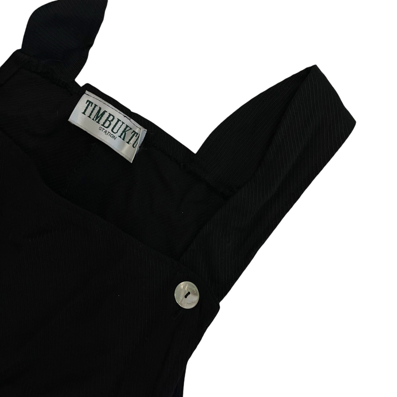 Vintage Timbuktu Station Women’s Overalls Black Twill Jumpsuit One Piece Artsy