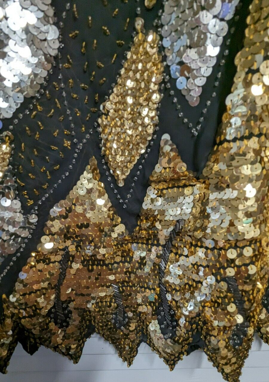 Elaborate Vintage Used Women’s ISABELLE Designer Sequins Blouse Medium Size