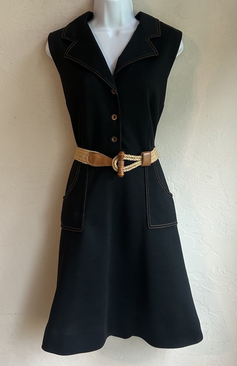 Vintage 60s 70s Mr Mench Dallas Belted Shirt Dress 12 A Line Old Money Retro