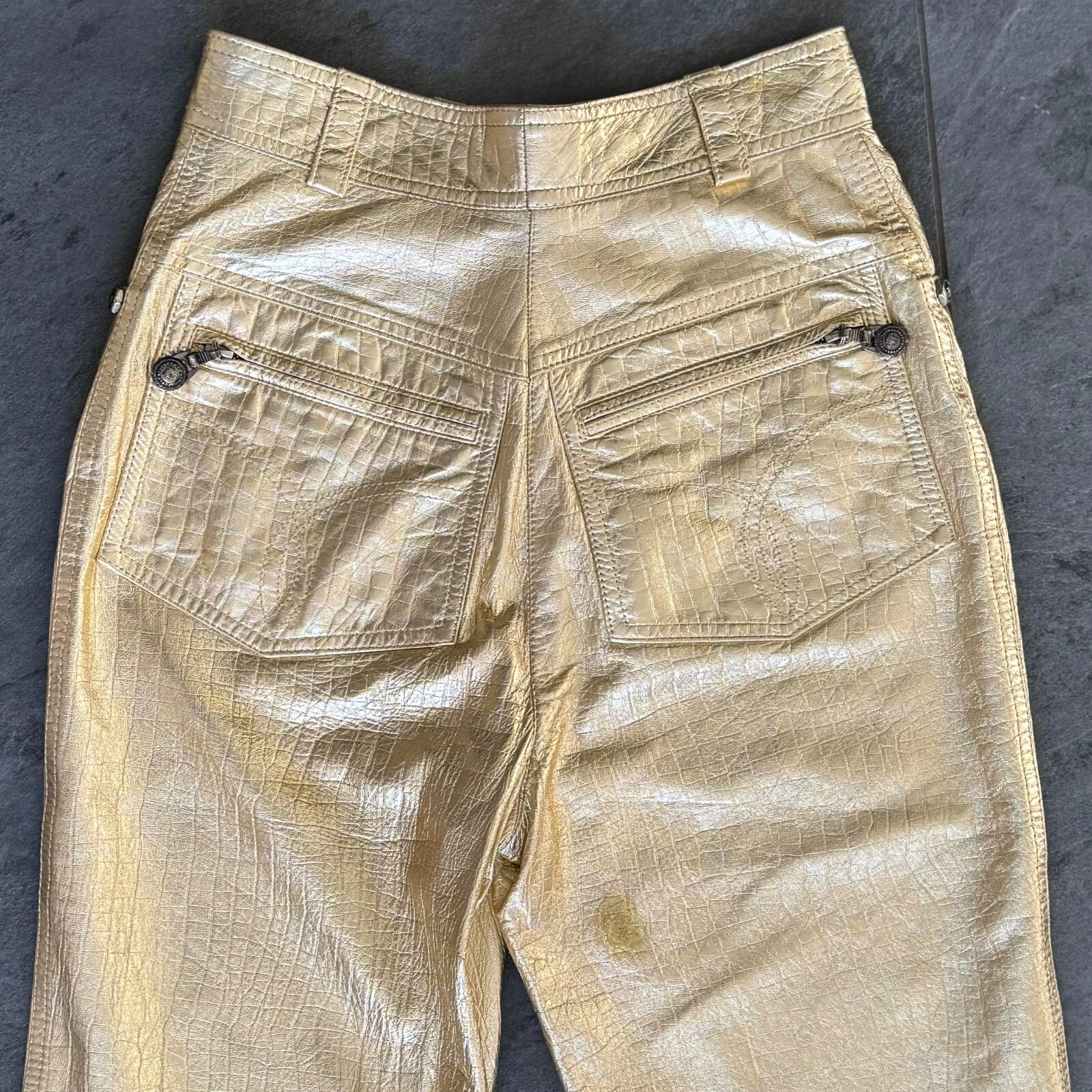 GIANNI VERSACE metallic gold leather pants size IT 40/42 from F/W 1994/95