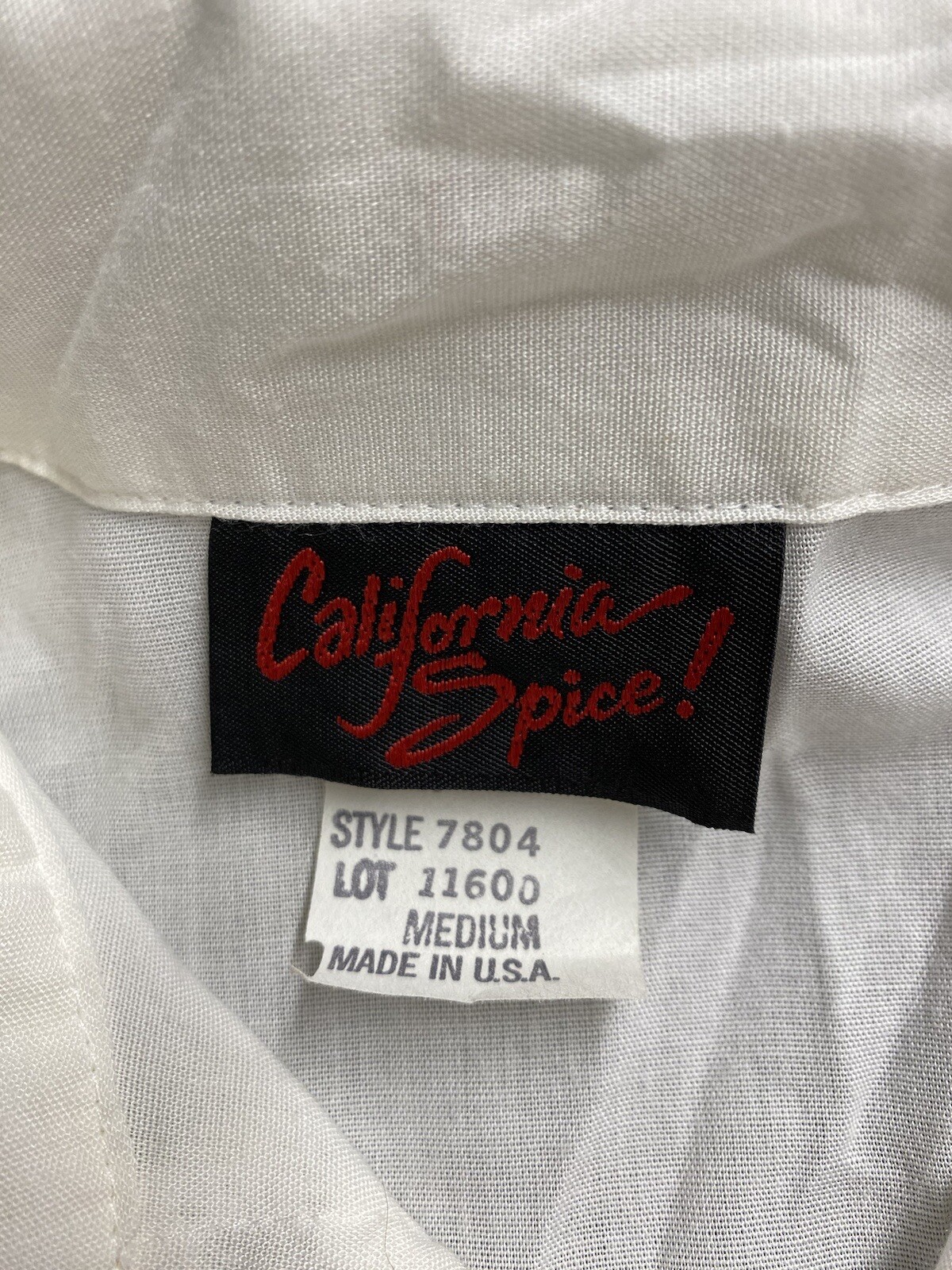 Vintage California Spice White Lace Front Short Sleeve Button Up Size M