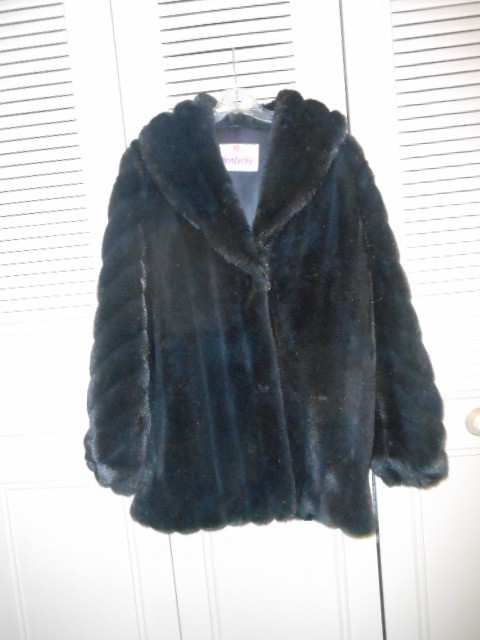 Beaut. Vintage „Monterey Fashions” Faux Fur Sz. 10 Sable/Mink-Lk. 3/4 Coat WARM!