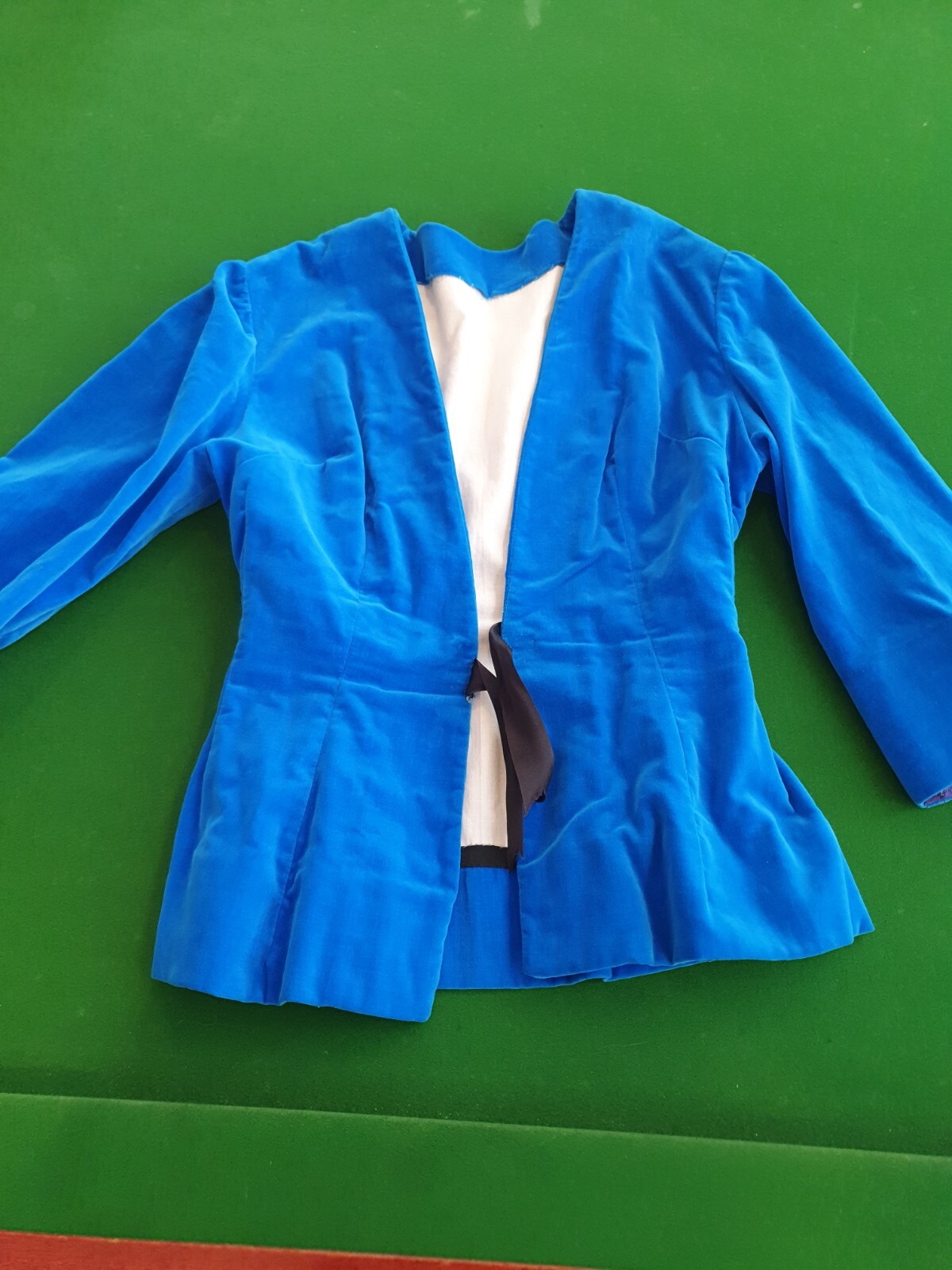 VINTAGE Velvet Jacket XS-S Royal Blue Medieval Costume Dirndl Traditional / 50s
