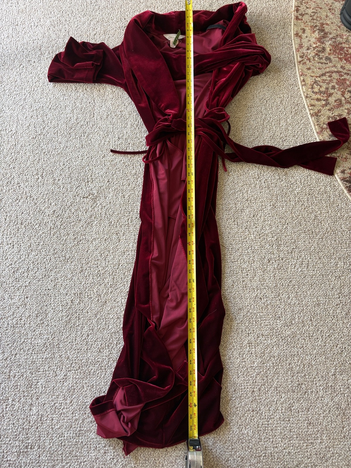 Vintage Diamond Tea Burgundy Velvet Velour Robe S Canadian Union Luxury Gown