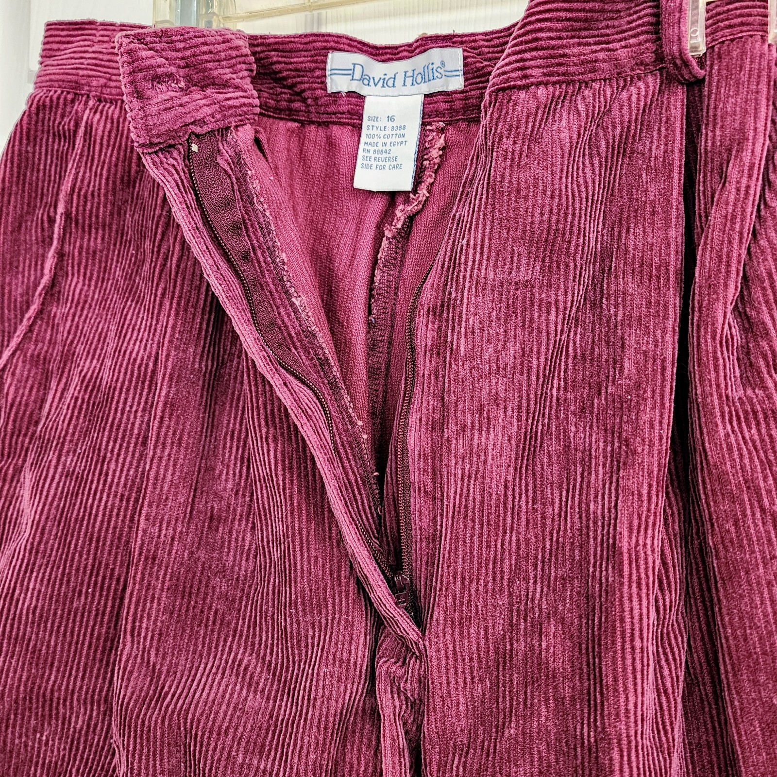 Corduroy Shorts 80s RETRO Maroon High Waist Pleated Wide Leg Size 16 MOM Vintage