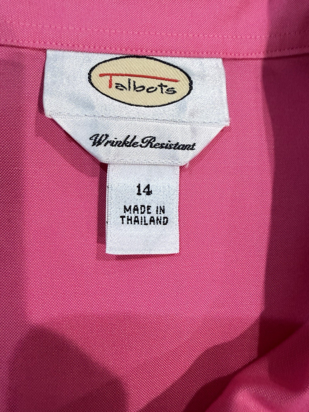 Talbots Vintage Collated Pink Button Closure Long Sleeve Blouse Size 14