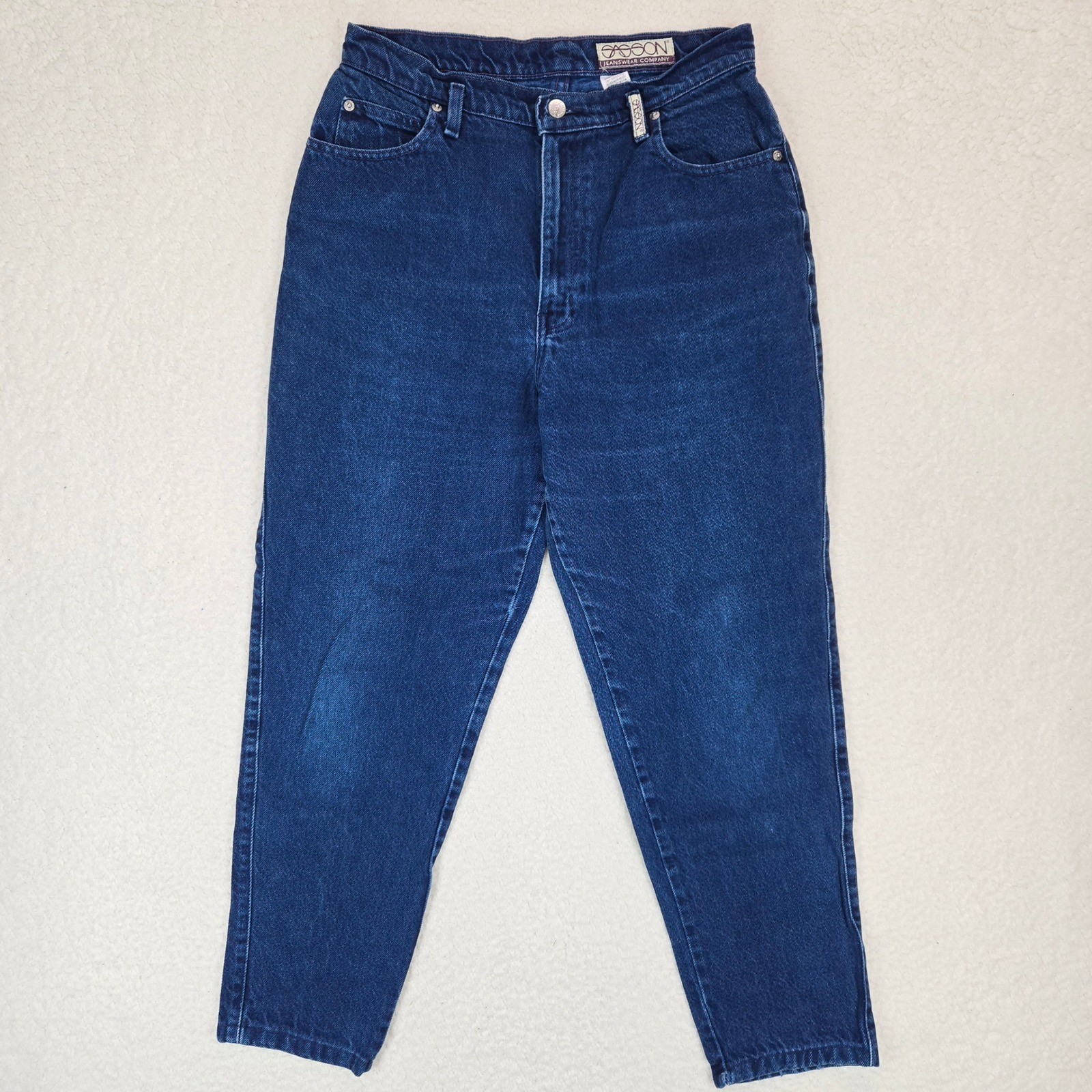Sasson Mom Jeans Womens 30 Dark Blue High Waisted Tapered Leg Vintage 90s Cotton