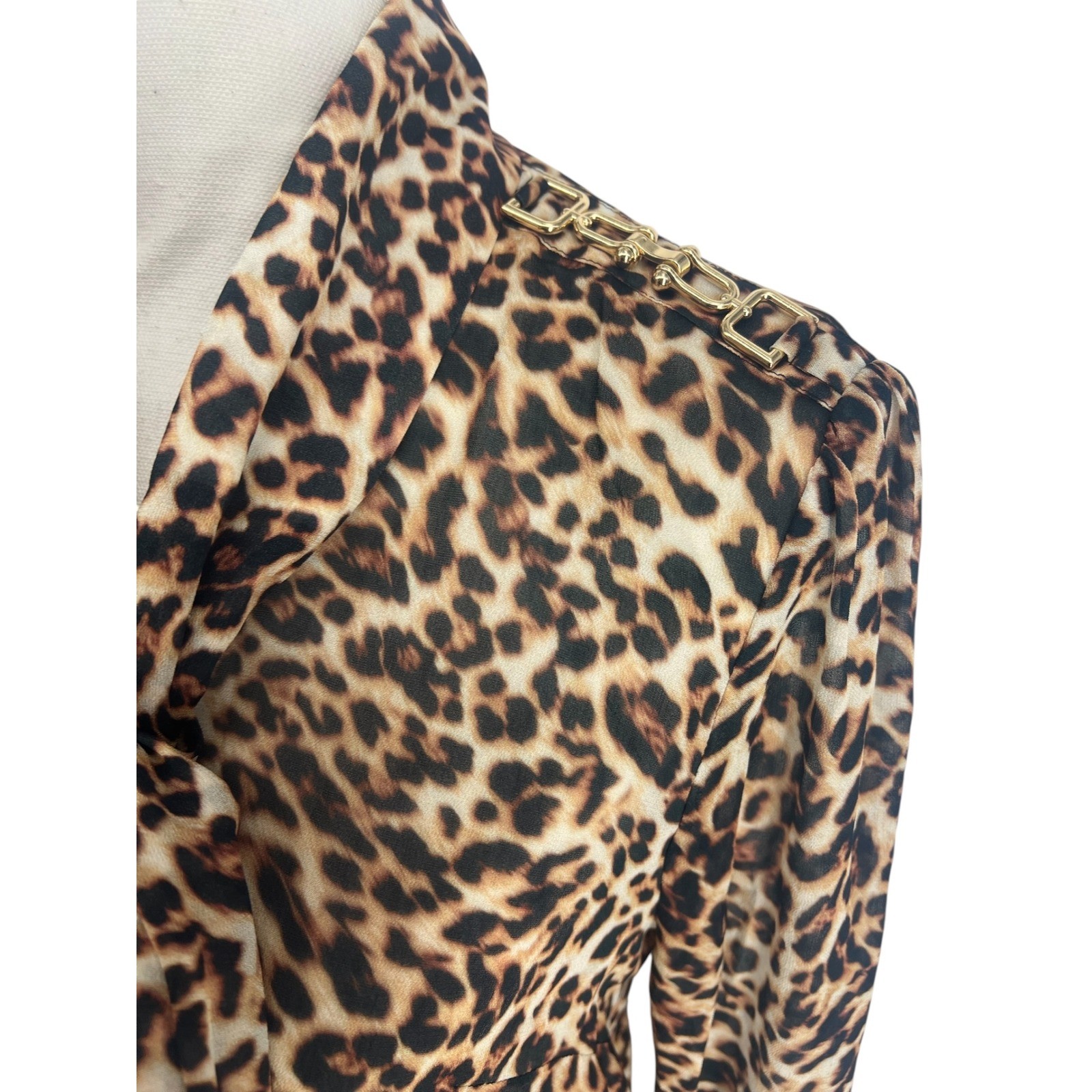 Generation Love Veralli Leopard Print Tie Neck Blouse XXS