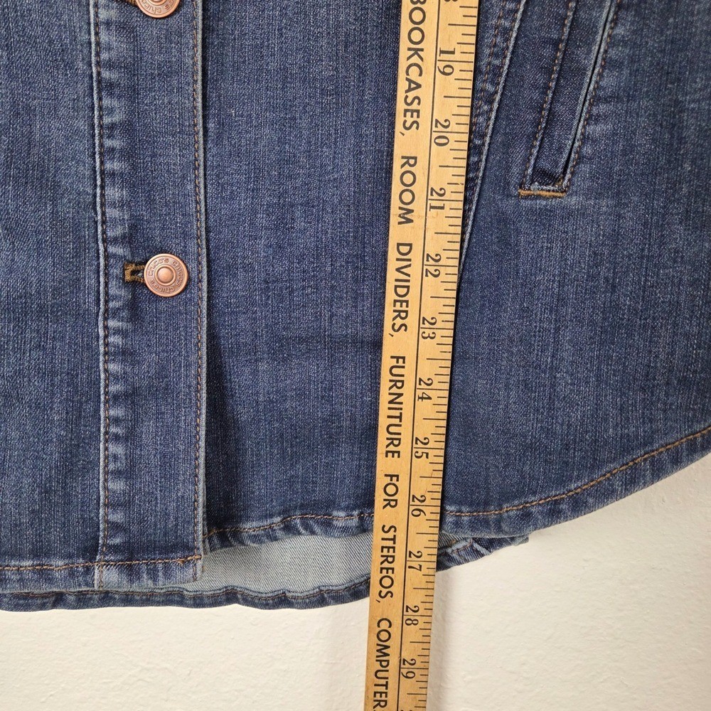 Chicos Denim Jacket Womens 0P Blue Button Up Classic Casual Petite 4/6P