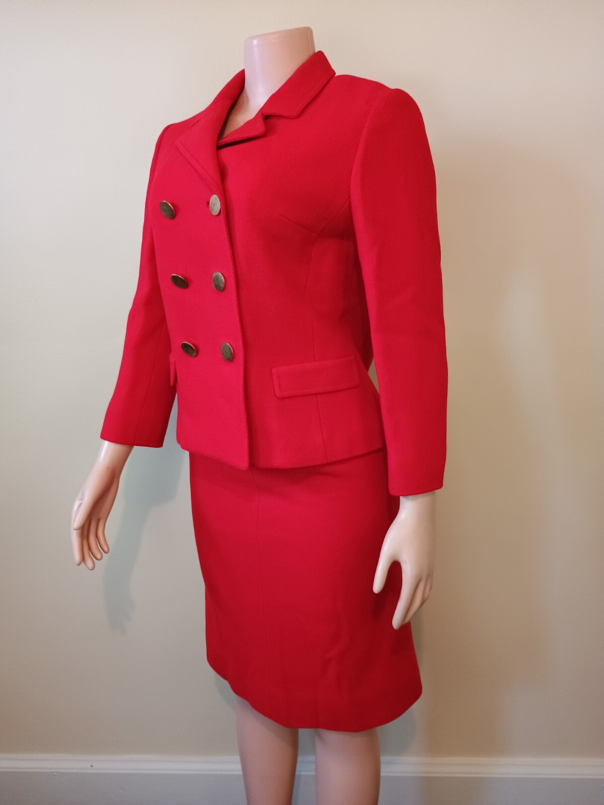 Vintage 1960’s Jacobson’s By Bardley Red Wool Skirt Suit Small