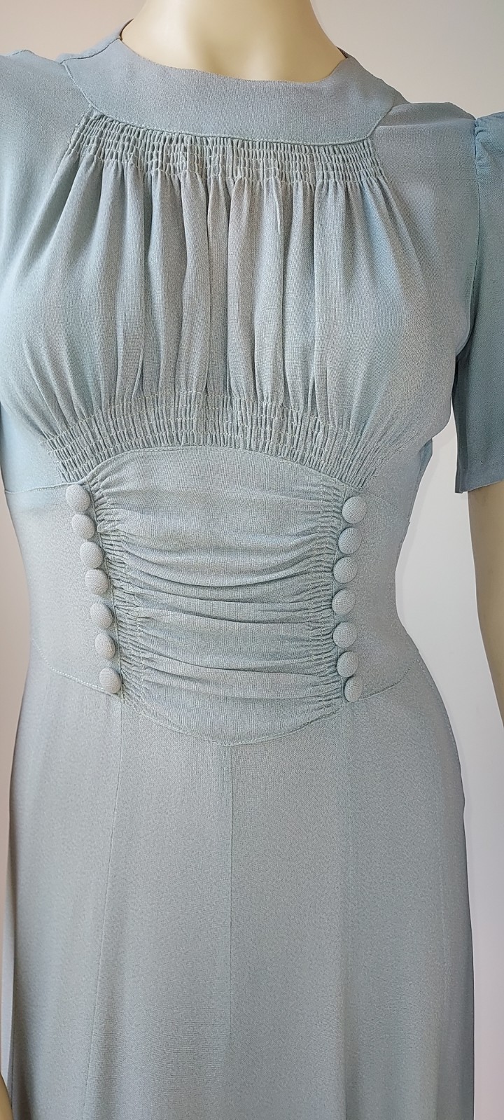 VTG Early 40s Classic True Vintage Dove Gray 2 pc Rayon Dress and Bolero Set. Sm