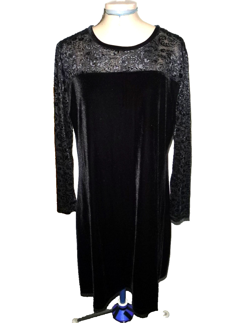 Vintage Y2K Jacqueline Ferrer Stretch Velvet Burnout Bodice & Sleeves Women’s 14