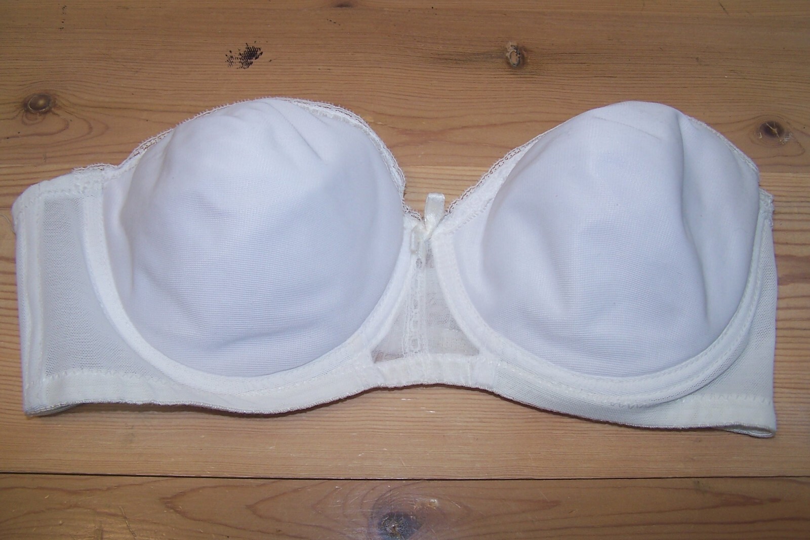 Vintage Adonna Bra 34C White Penney Balconette Strapless Underwire Padded 2582