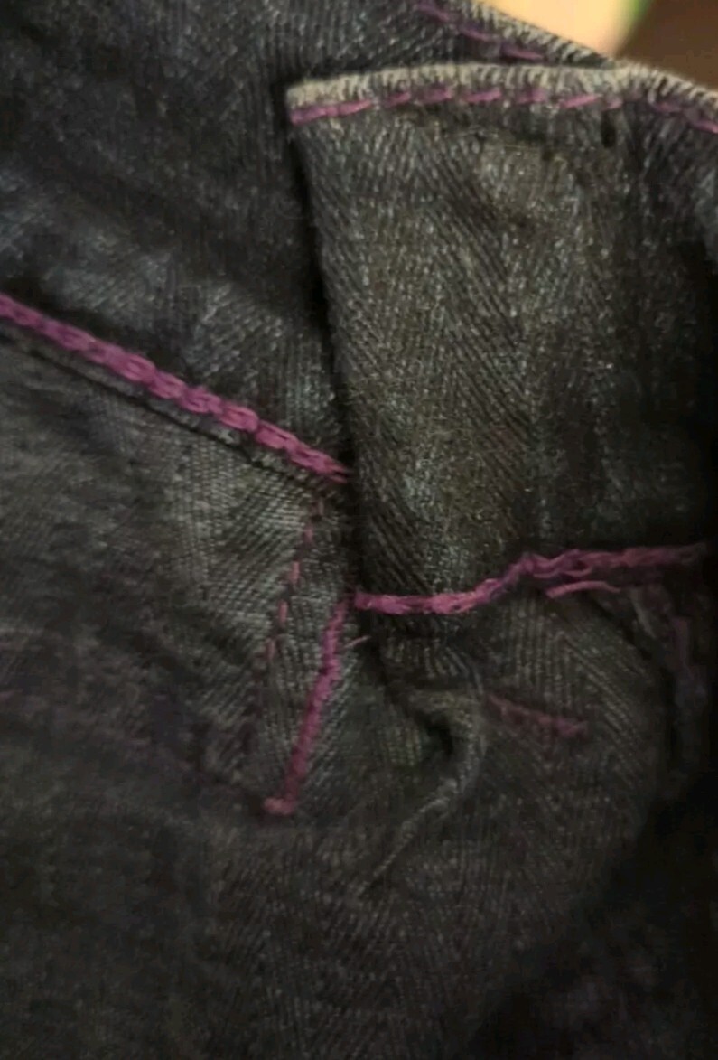 VANILLA STAR Purple STITCHED Low Rise Blue Jeans COOL DENIM Junior’s 5 ALTERED