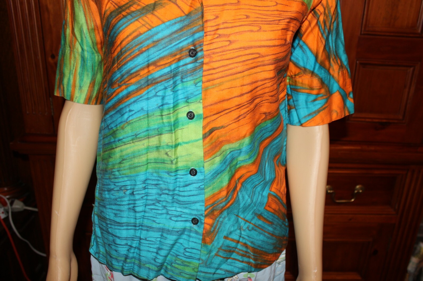 50s VTG LAURA MAE LIFE BLOUSE WATER COLOR PRINT TOP SHIRT „WASHES LIKE A HANKY!”