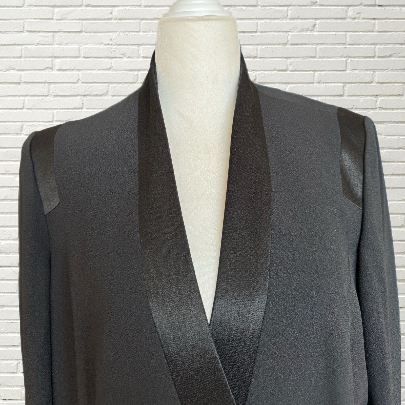 Vintage 90s Sonia Rykiel Blazer Jacket – Black Satin Tuxedo Size S