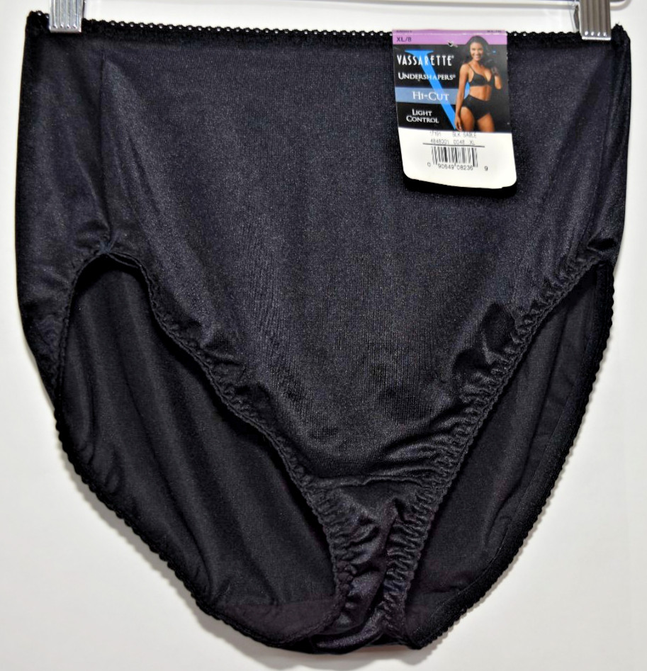 Vintage Style Vassarette Undershapers Nylon Light Black 48001 Hi Cut XL panty