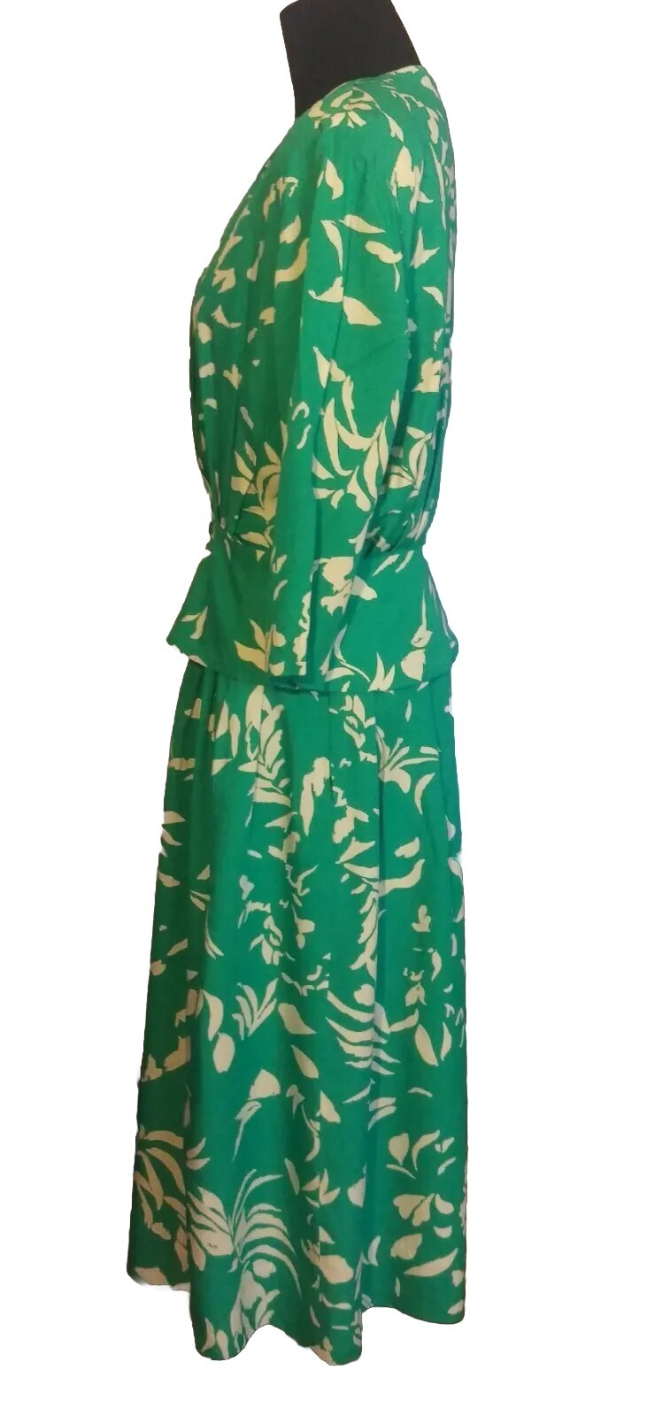 Pre-owned Vtg Prophecy Skirt Set Turquoise/White Peplum Top Pleated Skirt SM