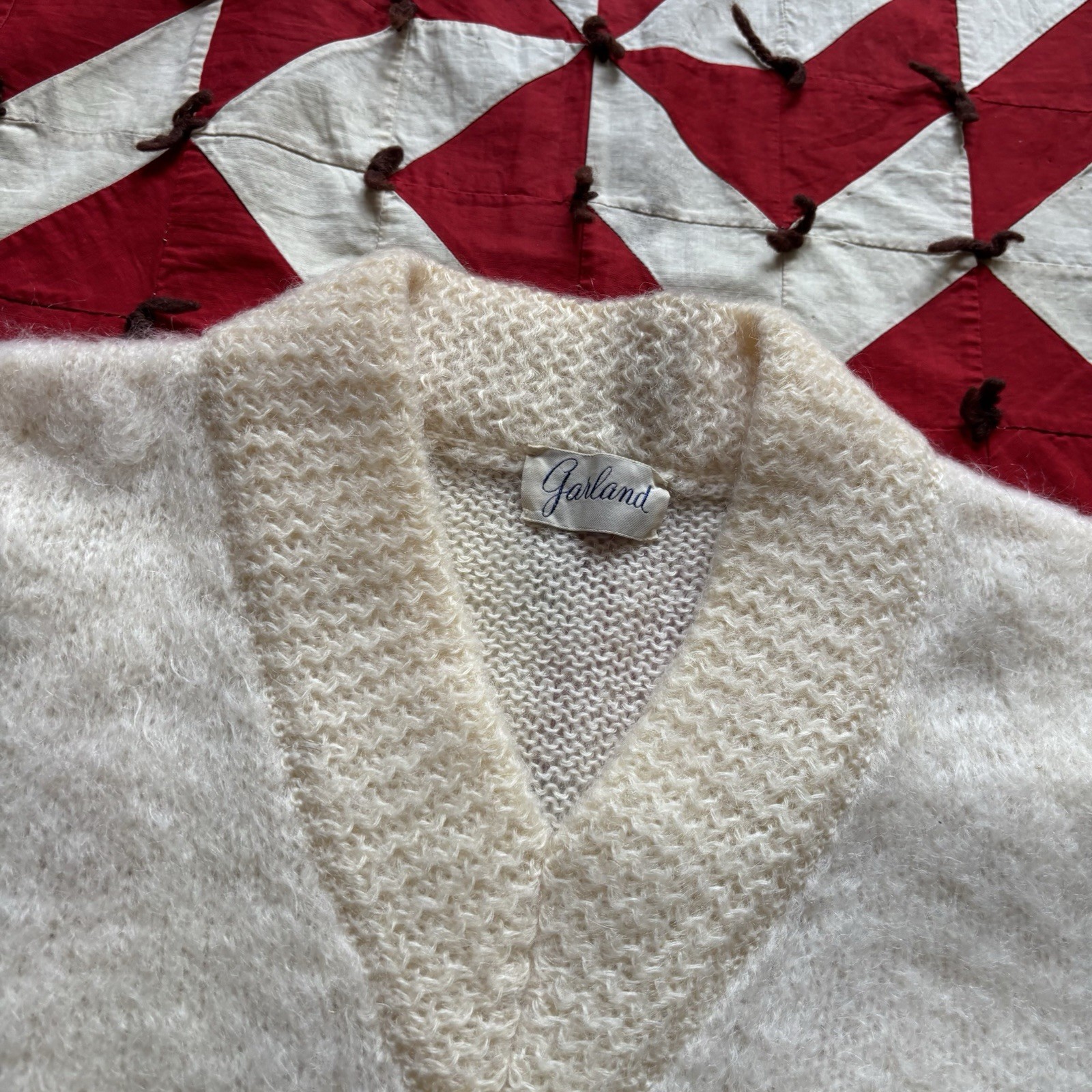Vintage 1950s Garland Mohair? Knit Sweater Women’s White As Is