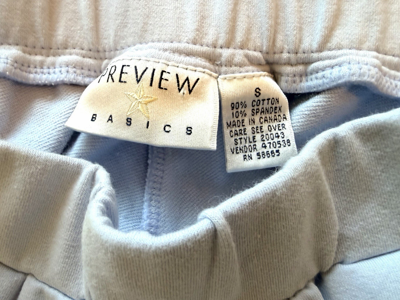 VTG 80s Pastel Blue stretch Stirrup Pants, Pull on, High rise Pleated, Pockets S