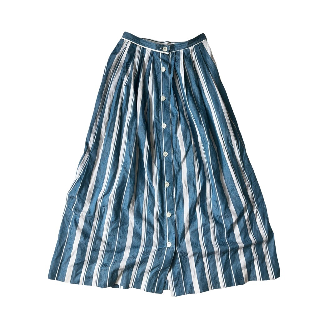 vintage 80s kenneth gordon pinstripe cotton maxi skirt